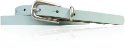 JULE: sehr schmaler Damen Ledergürtel 1,5 cm mit silberner Gürtelschnalle und Schlaufe, echt Leder