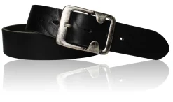 KAI klassischer Ledergürtel für Herren, robuste Gürtelschnalle in dunklem silber, 4,5 cm Leder