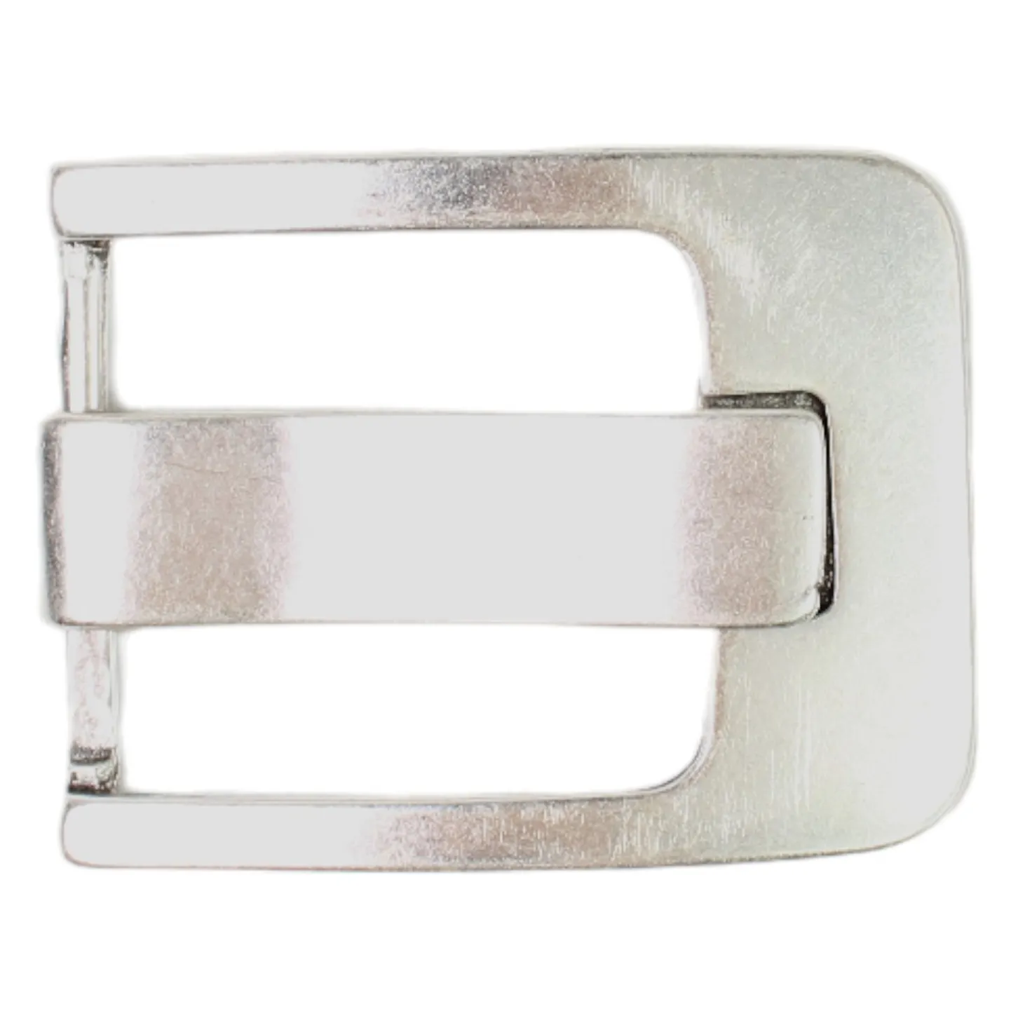 Klassische Gürtelschnalle, Breitdornschnalle, silber, 4 cm