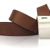 Klassischer Herrengürtel, Klappschnalle versilbert, selber kürzbar, 4 cm breit
