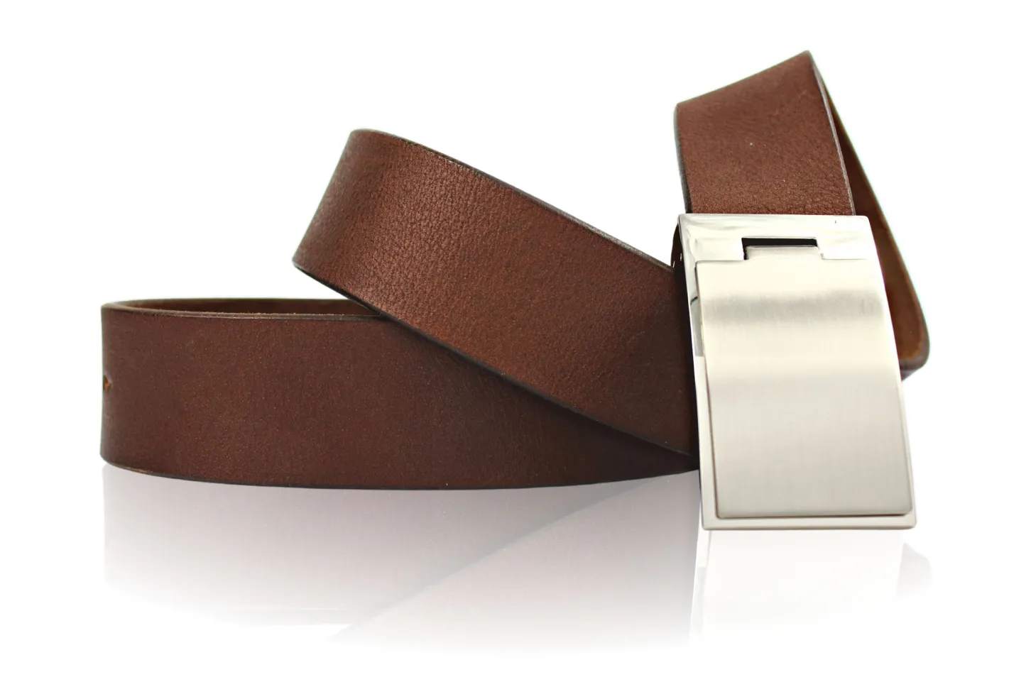 Klassischer Herrengürtel, Klappschnalle versilbert, selber kürzbar, 4 cm breit