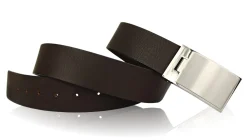 Klassischer Herrengürtel, Klappschnalle versilbert, selber kürzbar, 4 cm breit