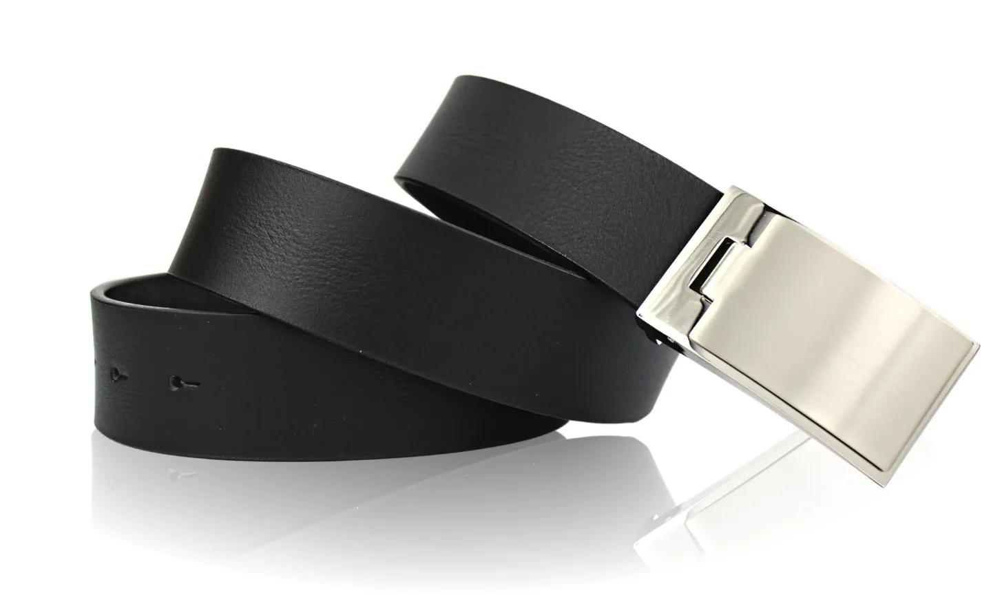 Klassischer Herrengürtel, Klappschnalle versilbert, selber kürzbar, 4 cm breit