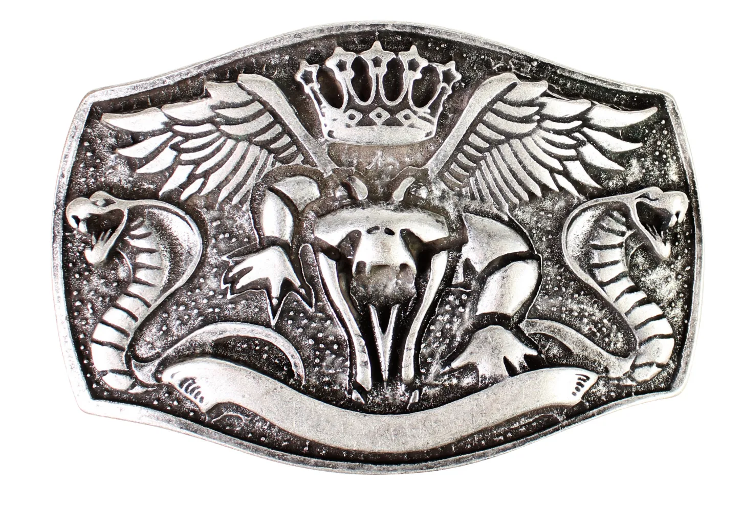 KOBRA Gürtelschnalle mit Kobra, 4 cm silber, Westernschnalle, buckle cobra, Koppelschnalle
