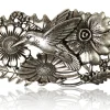 KOLIBRI Gürtelschnalle 4 cm silber, Kolibri und Blumenmuster