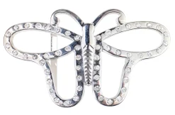 Koppelschnalle Schmetterling für 4 cm Gürtelriemen, silber, Strass
