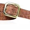 Kroko Gürtel 4 cm mit Messing Gürtelschnalle, Büffelleder, Cayman Prägung