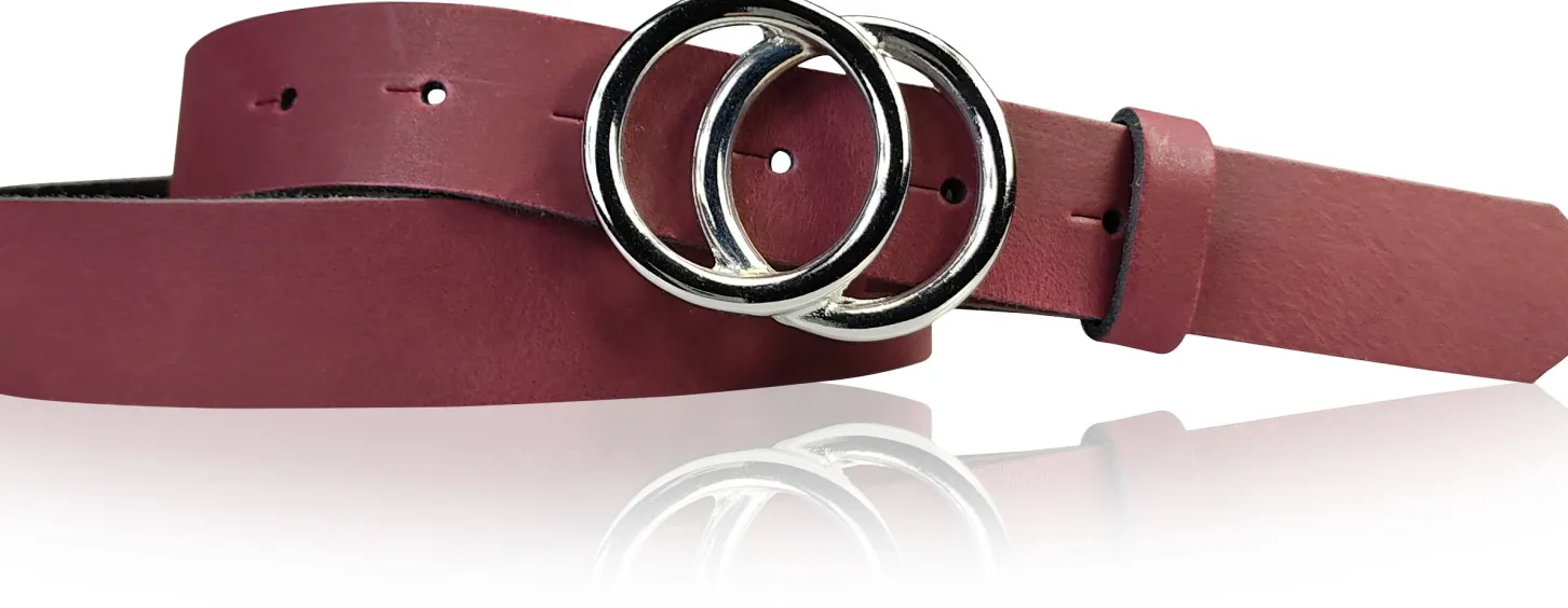 LEONORA: Damen Ledergürtel moderne Ringschnalle silber Echtledergürtel 3 cm