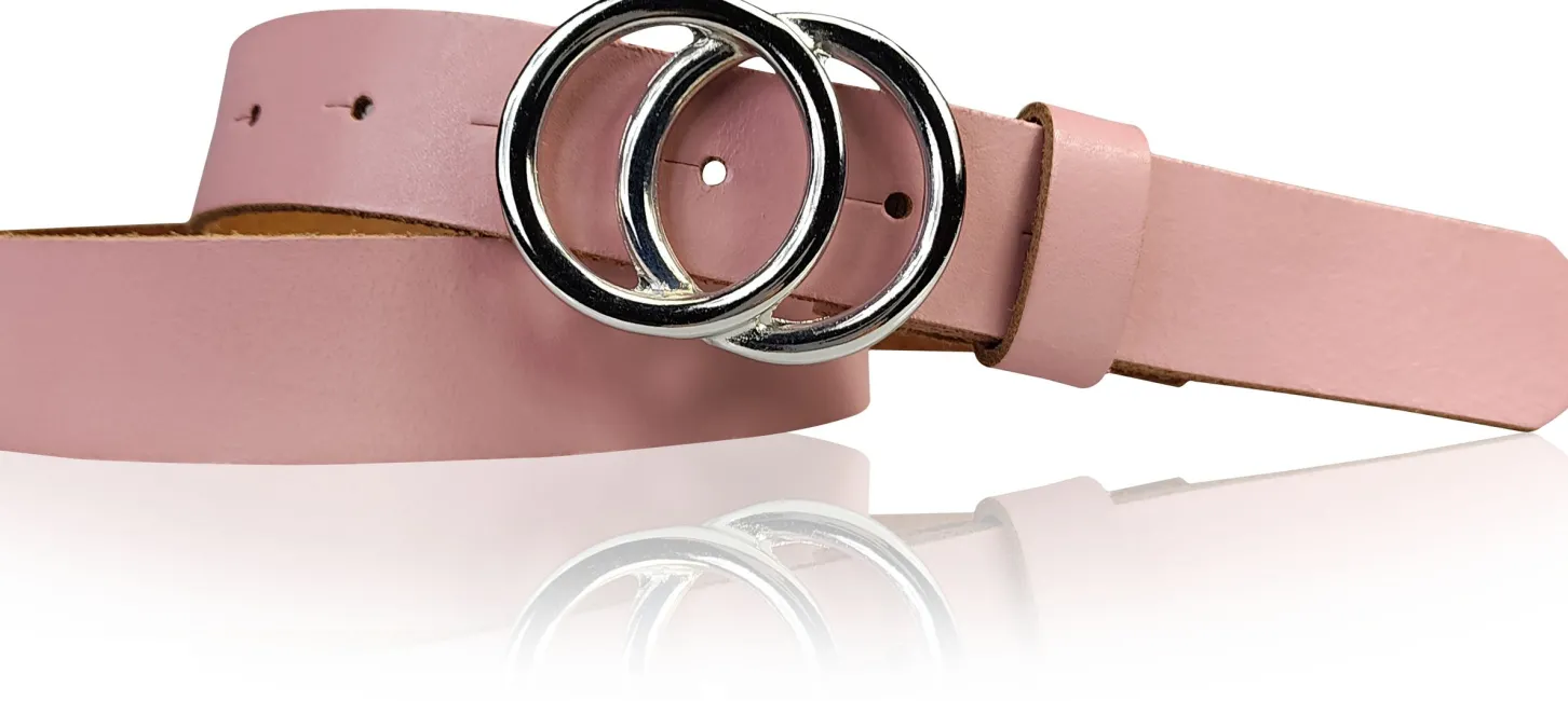 LEONORA: Damen Ledergürtel moderne Ringschnalle silber Echtledergürtel 3 cm