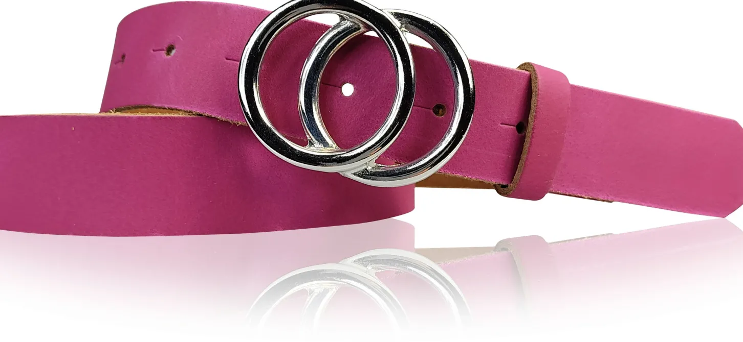 LEONORA: Damen Ledergürtel moderne Ringschnalle silber Echtledergürtel 3 cm