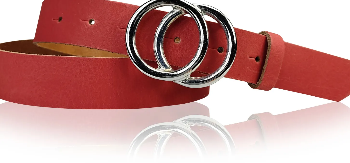 LEONORA: Damen Ledergürtel moderne Ringschnalle silber Echtledergürtel 3 cm