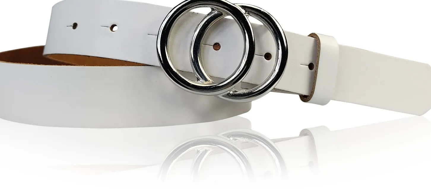 LEONORA: Damen Ledergürtel moderne Ringschnalle silber Echtledergürtel 3 cm