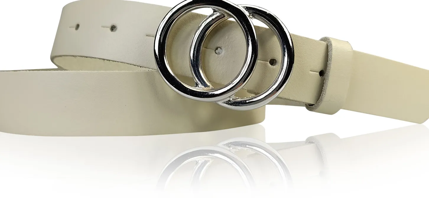 LEONORA: Damen Ledergürtel moderne Ringschnalle silber Echtledergürtel 3 cm