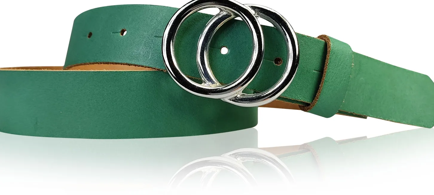 LEONORA: Damen Ledergürtel moderne Ringschnalle silber Echtledergürtel 3 cm