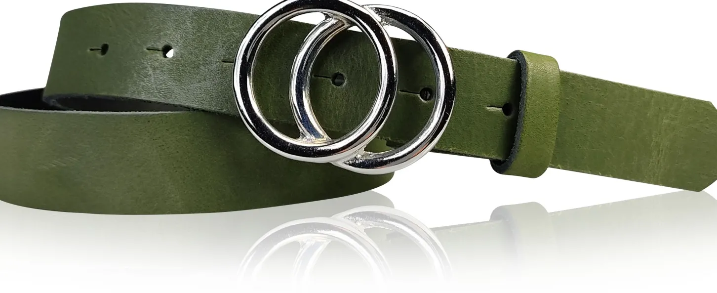 LEONORA: Damen Ledergürtel moderne Ringschnalle silber Echtledergürtel 3 cm