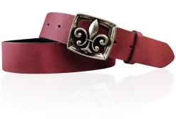 LILLE 2 Damen Ledergürtel 4 cm mit Lilien Gürtelschnalle, französische Lilie, echt Leder