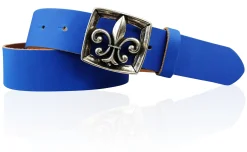LILLE 2 Damen Ledergürtel 4 cm mit Lilien Gürtelschnalle, französische Lilie, echt Leder