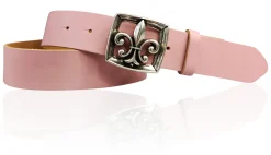 LILLE 2 Damen Ledergürtel 4 cm mit Lilien Gürtelschnalle, französische Lilie, echt Leder
