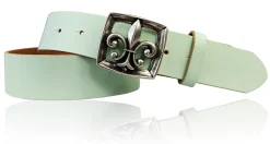 LILLE 2 Damen Ledergürtel 4 cm mit Lilien Gürtelschnalle, französische Lilie, echt Leder