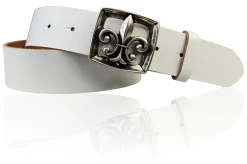 LILLE 2 Damen Ledergürtel 4 cm mit Lilien Gürtelschnalle, französische Lilie, echt Leder