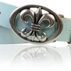 LILLE: Damen Ledergürtel 4 cm mit Lilien Gürtelschnalle, französische Lilie, Ledergürtel