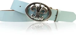 LILLE: Damen Ledergürtel 4 cm mit Lilien Gürtelschnalle, französische Lilie, Ledergürtel