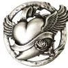 LOVE & PEACE runde Gürtelschnalle fliegendes Herz 4 cm Damen, silber
