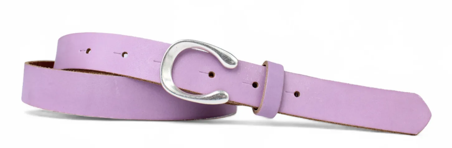 MADRID modischer Damen Ledergürtel, 2,2 cm, Hufeisen Form, echt versilbert