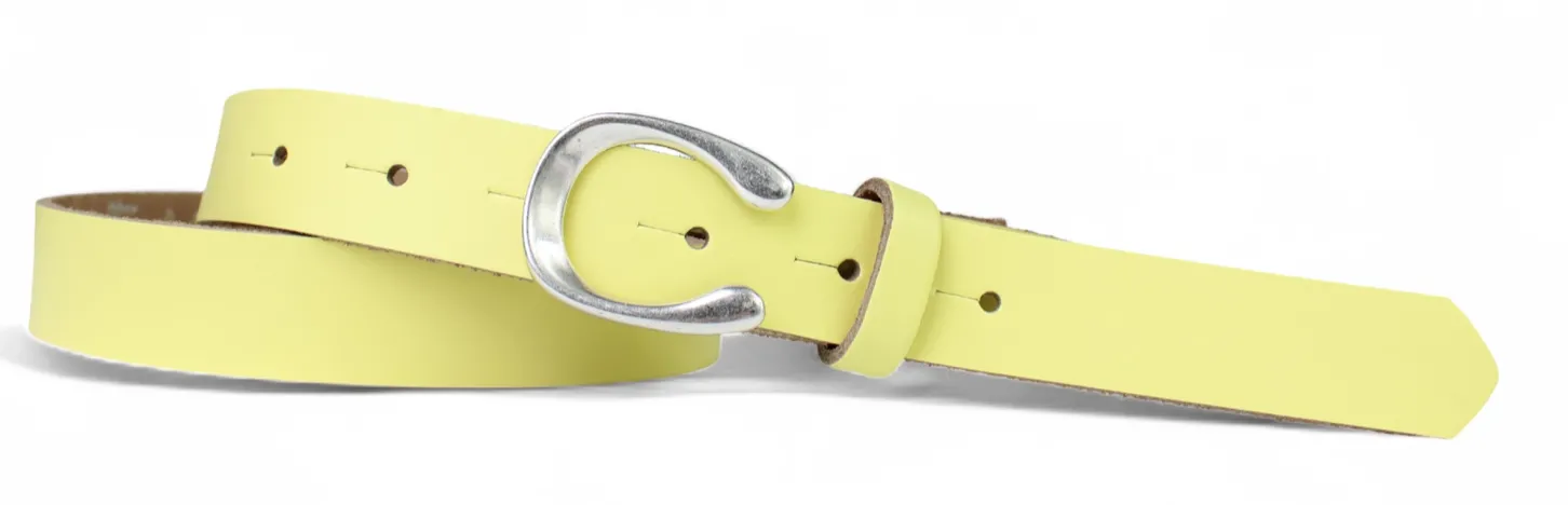 MADRID modischer Damen Ledergürtel, 2,2 cm, Hufeisen Form, echt versilbert