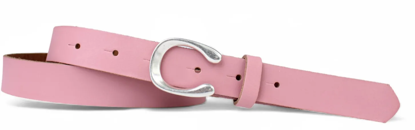 MADRID modischer Damen Ledergürtel, 2,2 cm, Hufeisen Form, echt versilbert
