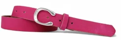 MADRID modischer Damen Ledergürtel, 2,2 cm, Hufeisen Form, echt versilbert