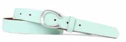 MADRID modischer Damen Ledergürtel, 2,2 cm, Hufeisen Form, echt versilbert