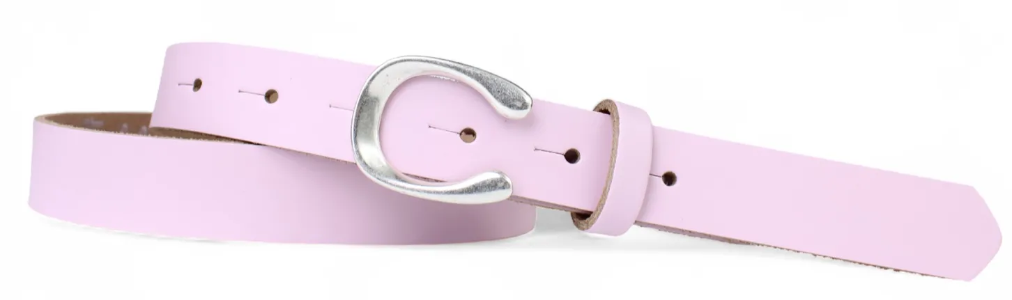 MADRID modischer Damen Ledergürtel, 2,2 cm, Hufeisen Form, echt versilbert