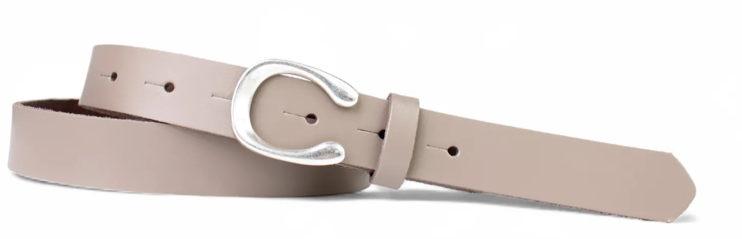 MADRID modischer Damen Ledergürtel, 2,2 cm, Hufeisen Form, echt versilbert