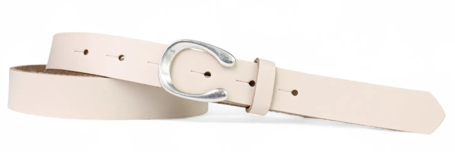 MADRID modischer Damen Ledergürtel, 2,2 cm, Hufeisen Form, echt versilbert