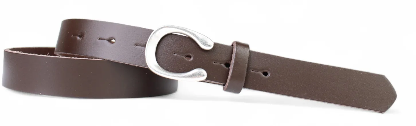 MADRID modischer Damen Ledergürtel, 2,2 cm, Hufeisen Form, echt versilbert