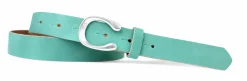 MADRID modischer Damen Ledergürtel, 2,2 cm, Hufeisen Form, echt versilbert