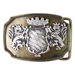 Messing Gürtelschnalle, Bayerisches Wappen Trachten Buckle für 4 cm Gürtel