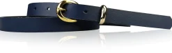 MIA 2 Damen Ledergürtel Echtleder 2 cm Gürtelschnalle und Schlaufe vergoldet