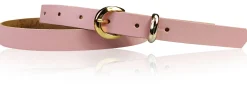 MIA 2 Damen Ledergürtel Echtleder 2 cm Gürtelschnalle und Schlaufe vergoldet