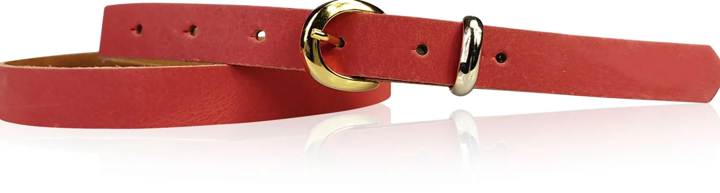 MIA 2 Damen Ledergürtel Echtleder 2 cm Gürtelschnalle und Schlaufe vergoldet