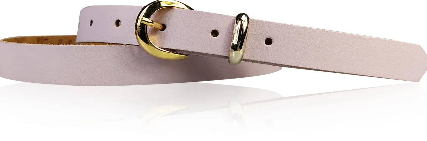 MIA 2 Damen Ledergürtel Echtleder 2 cm Gürtelschnalle und Schlaufe vergoldet