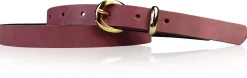 MIA 2 Damen Ledergürtel Echtleder 2 cm Gürtelschnalle und Schlaufe vergoldet