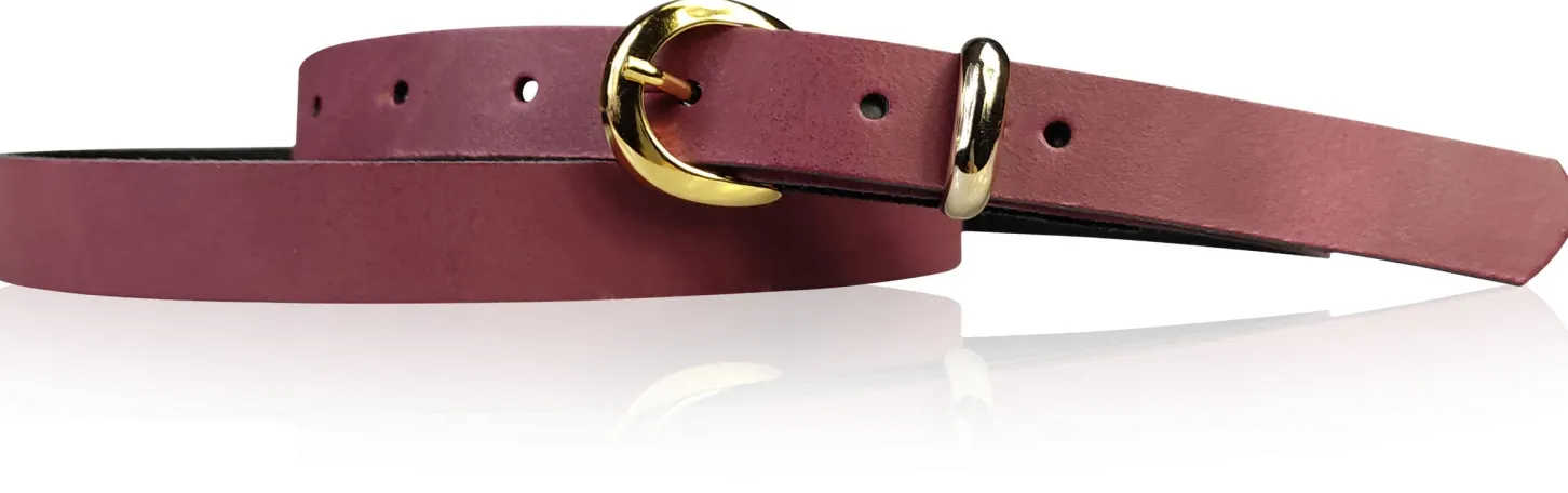 MIA 2 Damen Ledergürtel Echtleder 2 cm Gürtelschnalle und Schlaufe vergoldet
