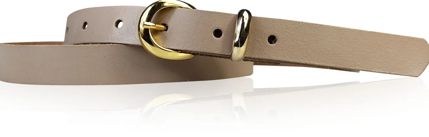 MIA 2 Damen Ledergürtel Echtleder 2 cm Gürtelschnalle und Schlaufe vergoldet