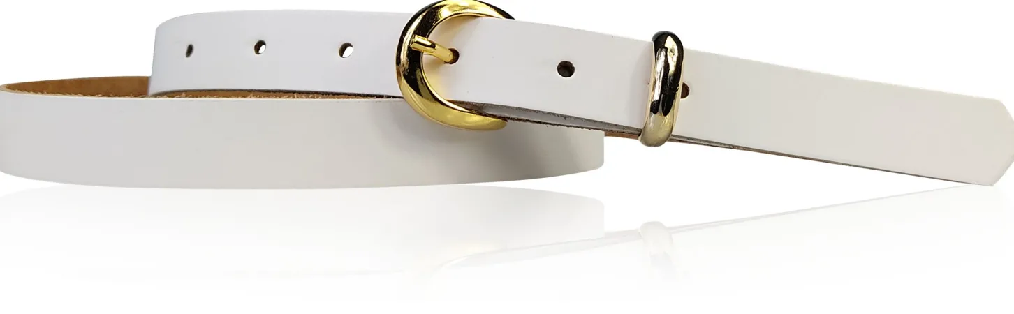 MIA 2 Damen Ledergürtel Echtleder 2 cm Gürtelschnalle und Schlaufe vergoldet