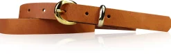MIA 2 Damen Ledergürtel Echtleder 2 cm Gürtelschnalle und Schlaufe vergoldet