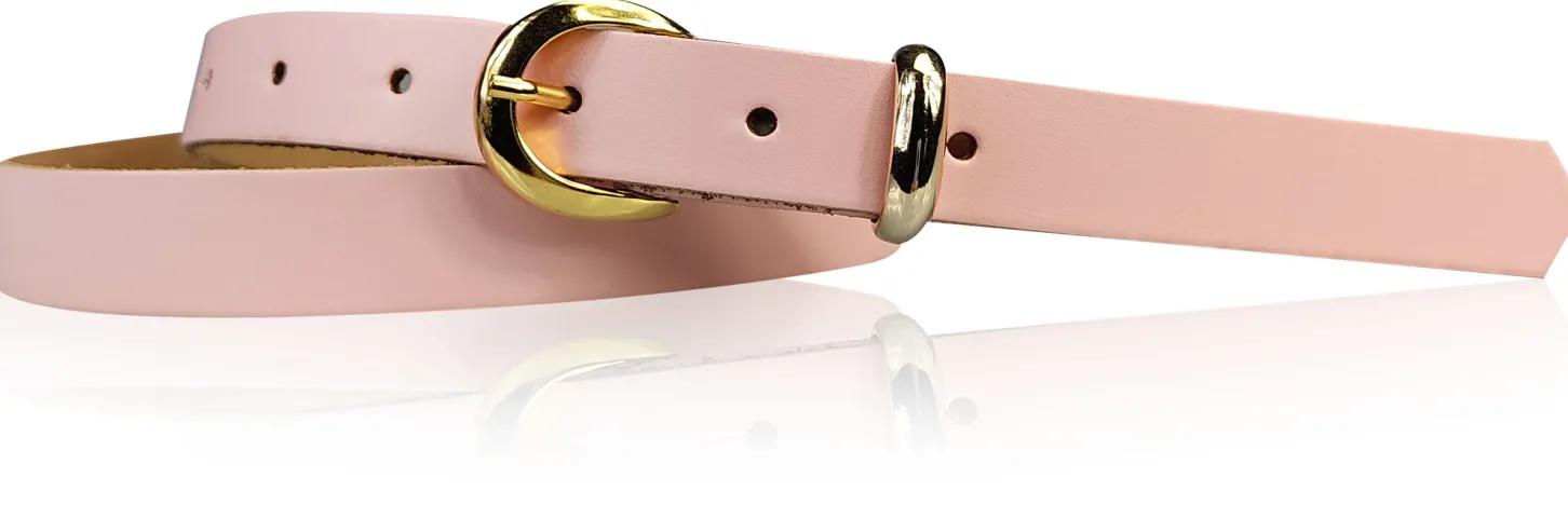 MIA 2 Damen Ledergürtel Echtleder 2 cm Gürtelschnalle und Schlaufe vergoldet