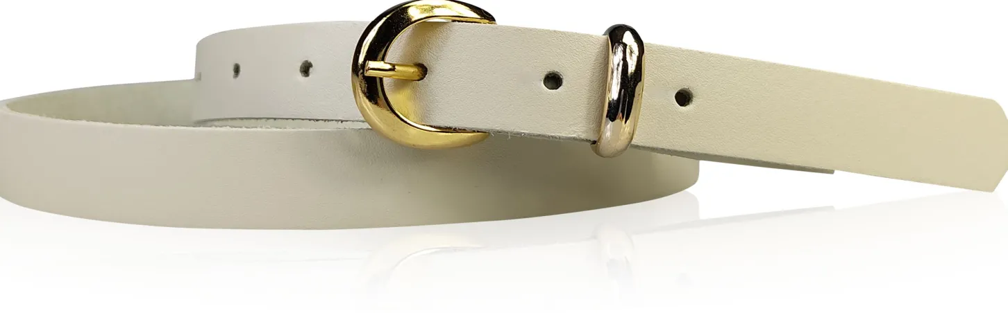 MIA 2 Damen Ledergürtel Echtleder 2 cm Gürtelschnalle und Schlaufe vergoldet