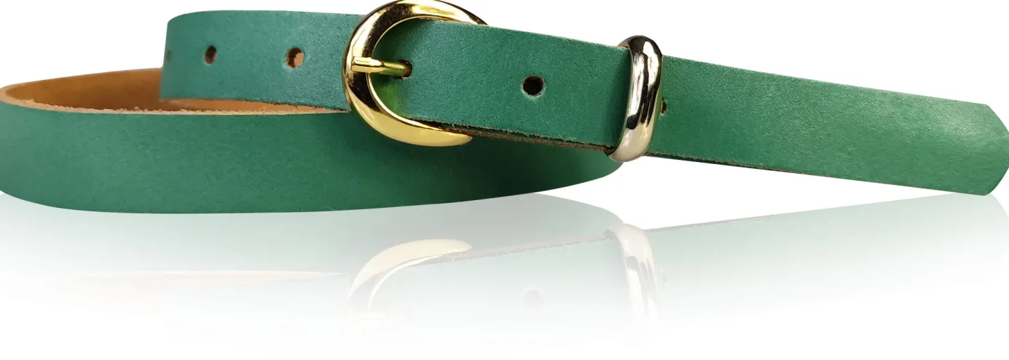 MIA 2 Damen Ledergürtel Echtleder 2 cm Gürtelschnalle und Schlaufe vergoldet